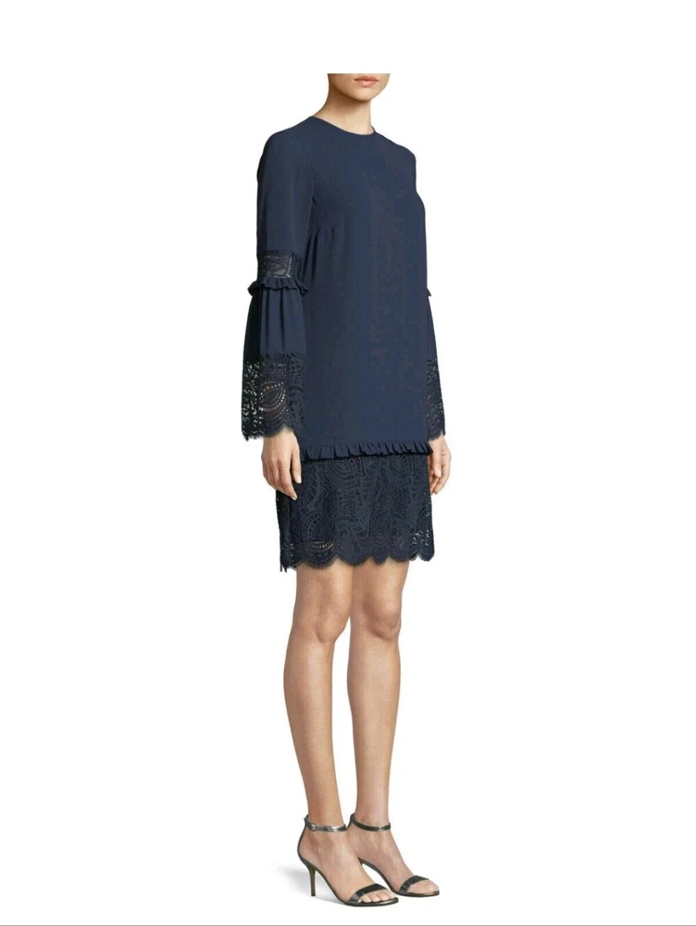 Micheal Kors Women's Navy Lace-Trim Shift Dress Size Small (Free Shipping 🚚✨️)